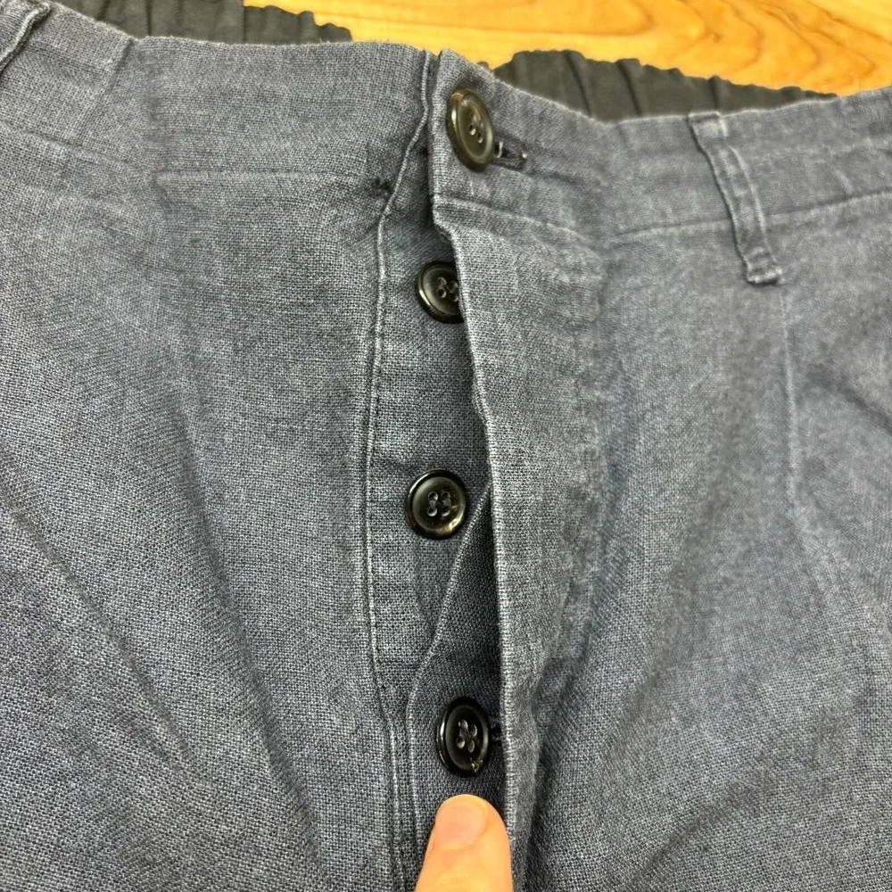COMM. ARCH Pants Mens 32x29‎ Blue Navy Linen Trousers made in Japan Size 4